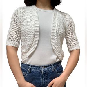 Croft & Barrow White Crop short Sleeve Sweater